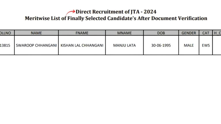 Rajasthan Contractual JTA Recruitment 2024